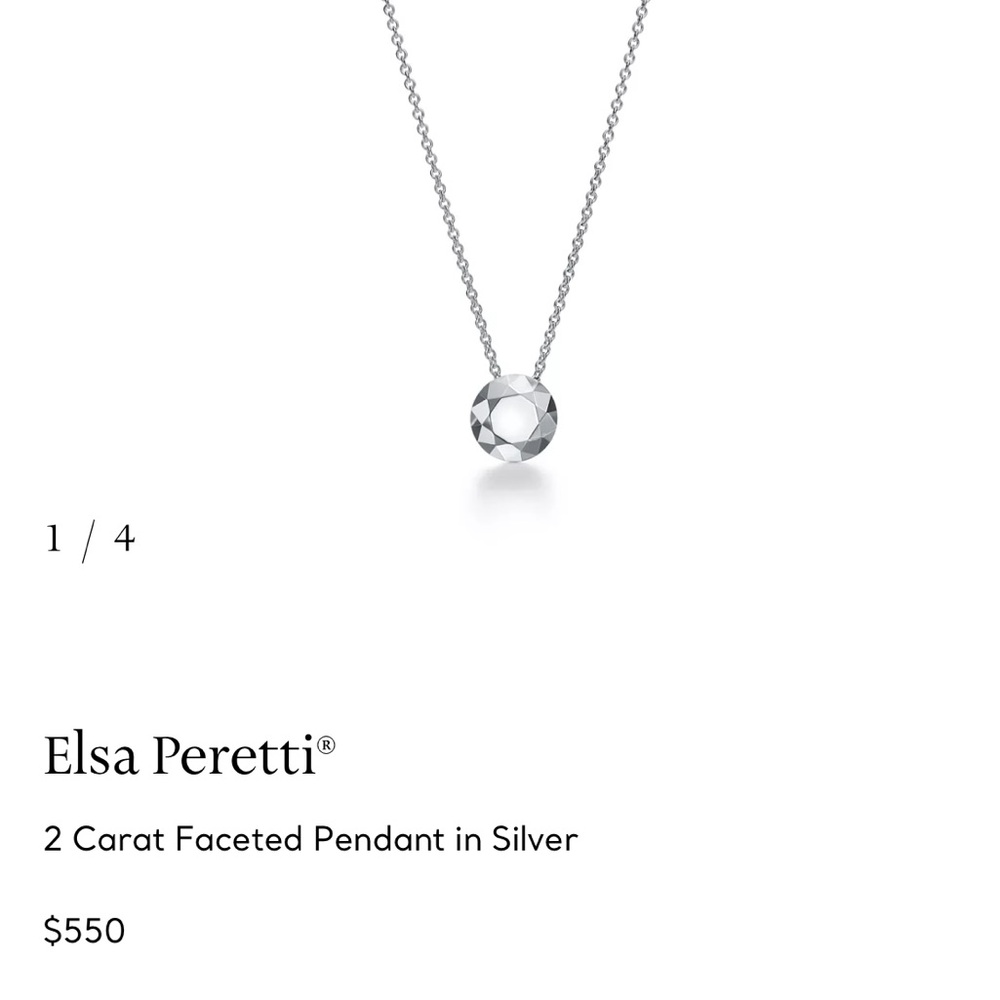 Tiffany & Co. Elsa Peretti 2 Carat Faceted Pendant in Silver Necklace
